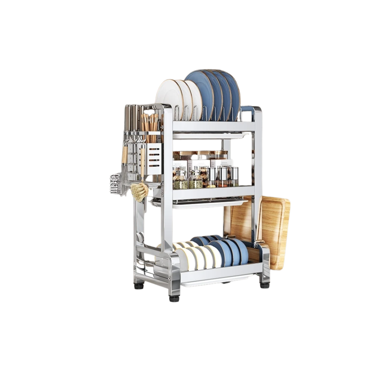 33cm 3 Tier Metal Dish Drainer Rack Countertop Organizer