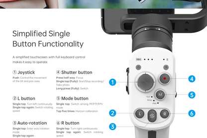 3 Axis Smartphone Gimbal with AI Tracking and Fill Light