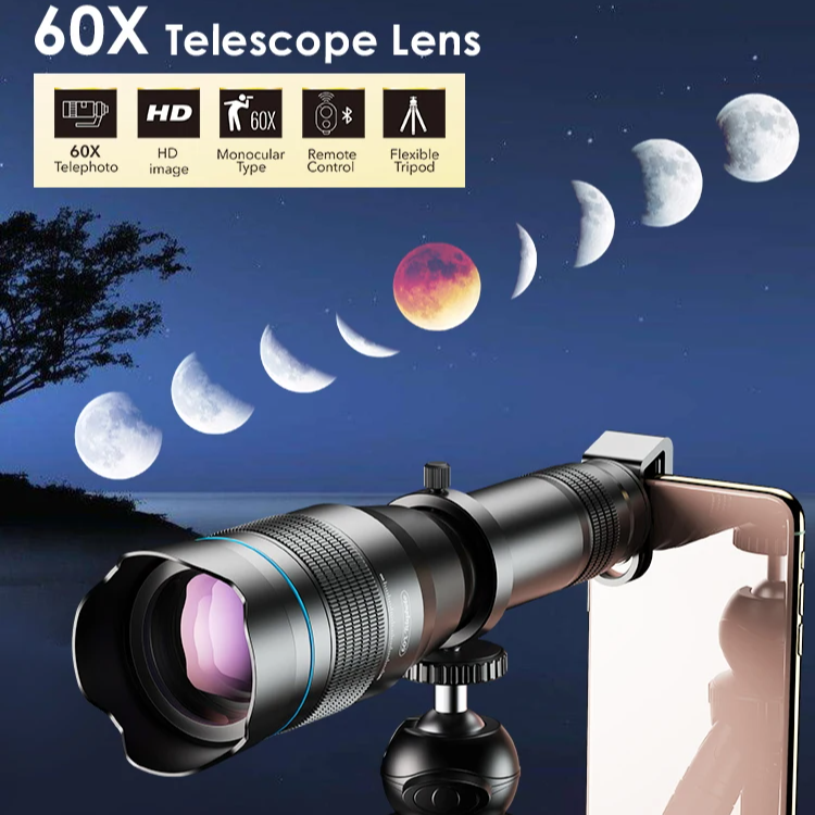 HD 60x Zoom Lens Telescope with Tripod Stand for Smartphones