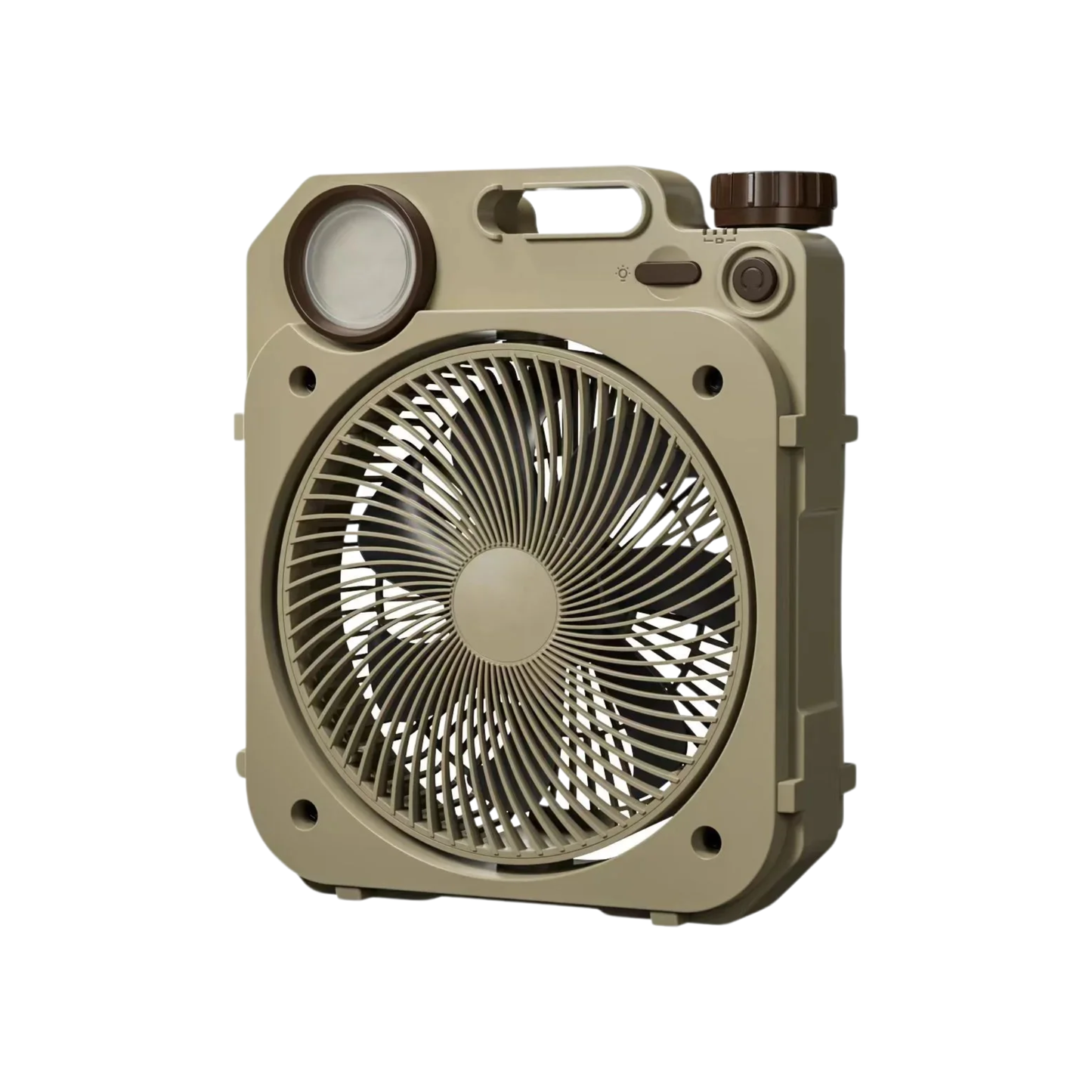 USB Rechargeable 20000mAh Camping Fan LED Khaki