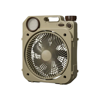 USB Rechargeable 20000mAh Camping Fan LED Khaki