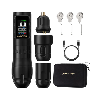 Rechargeable Black Tattoo Gun 2.5–4.5mm Stroke Precision Control