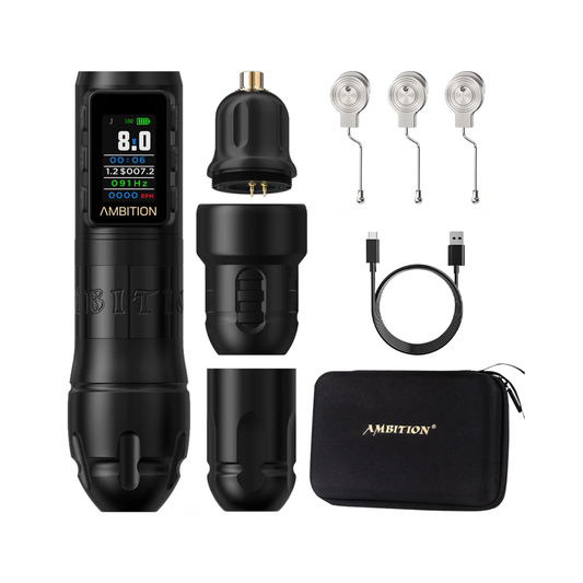Rechargeable Black Tattoo Gun 2.5–4.5mm Stroke Precision Control