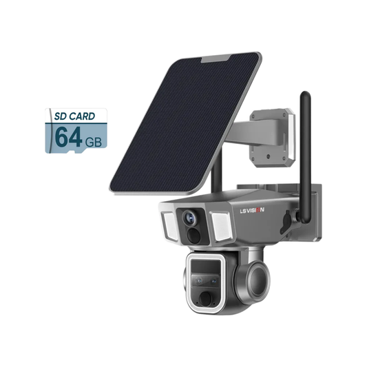 Outdoor Solar Security Camera 6K 12MP 64GB