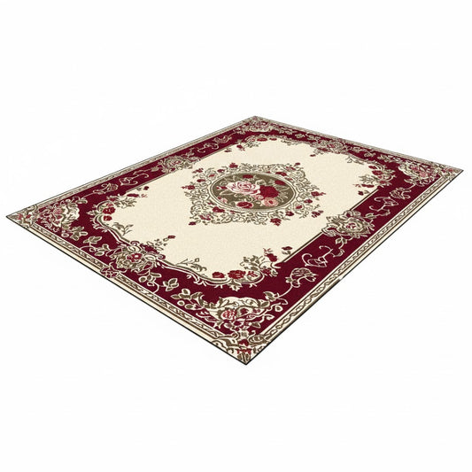 Luxury Red Area Rug 180x250cm Non-Slip Living Room
