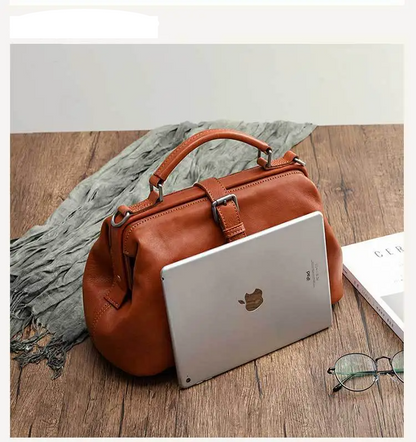 Large Capacity Vintage Leather Tote in Brown