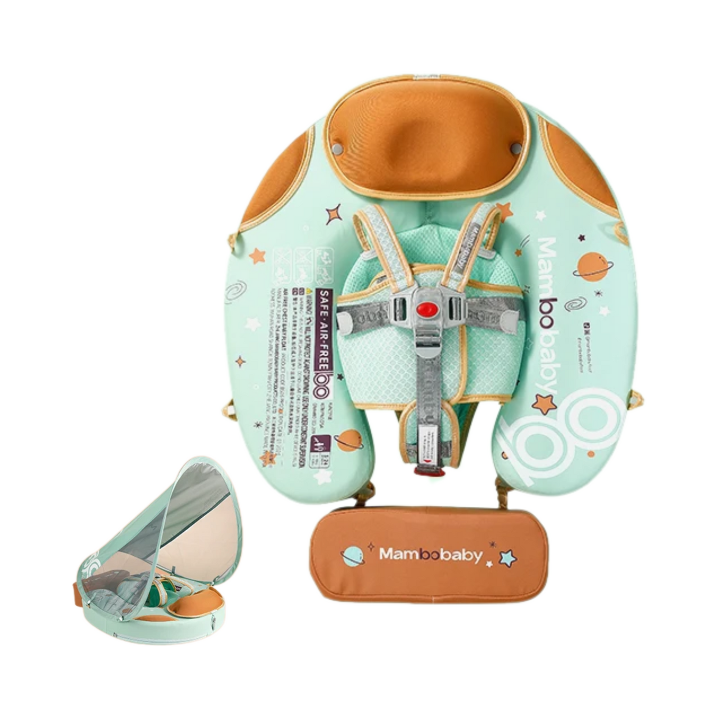 Baby Swim Float Light Green with Canopy and Safety Strap