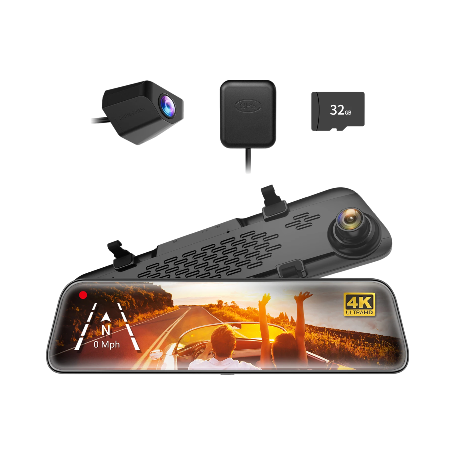 12 Inch 4K Dash Camera Dual HD Night Vision 32GB