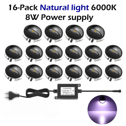 16 Pack White LED Deck Lights for Patio and Garden