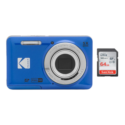 Blue Vlogging Camera with Memory Card Bundle