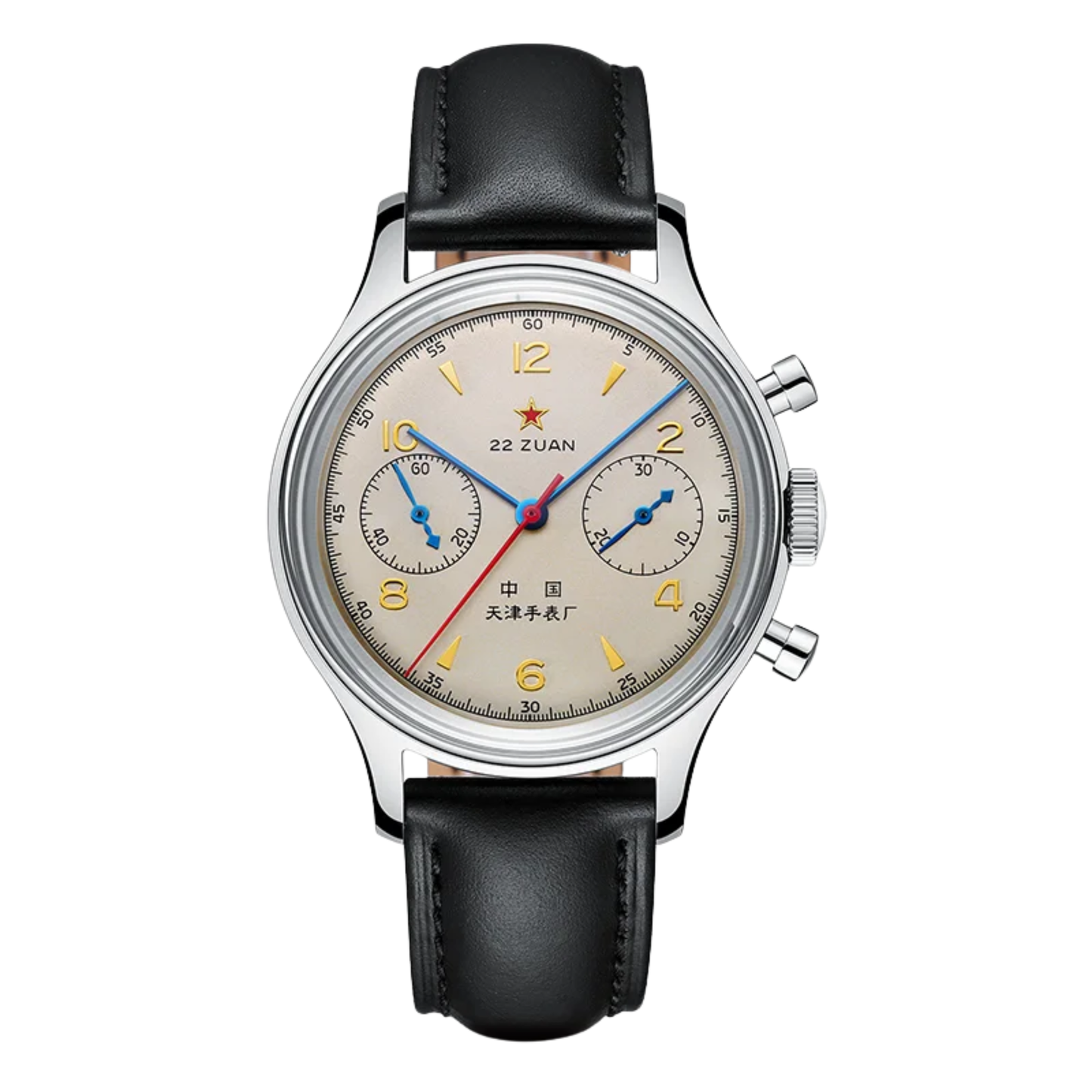 1963 Pilot Mechanical Chronograph Watch Leather Strap