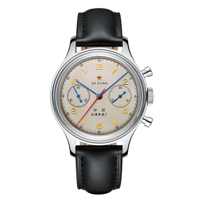 1963 Pilot Mechanical Chronograph Watch Leather Strap