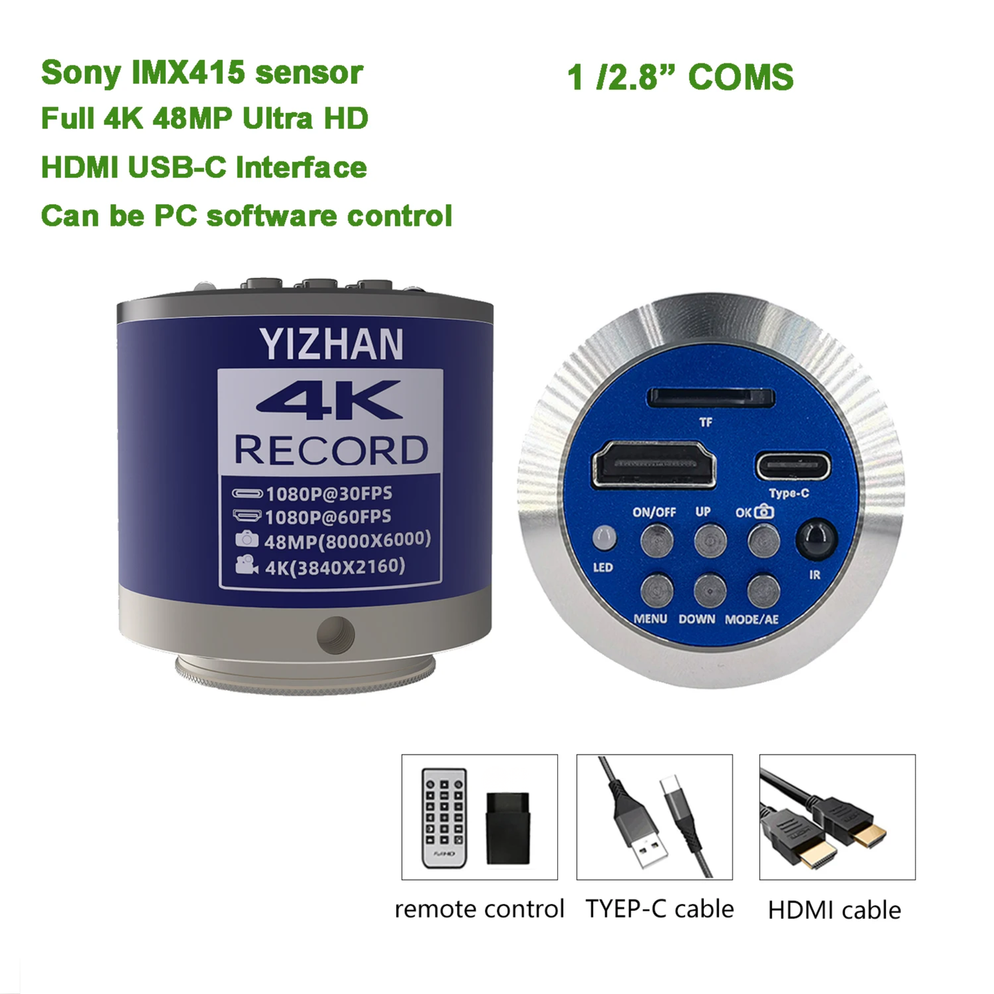 Ultra HD 4K 48MP Microscope Camera for Imaging