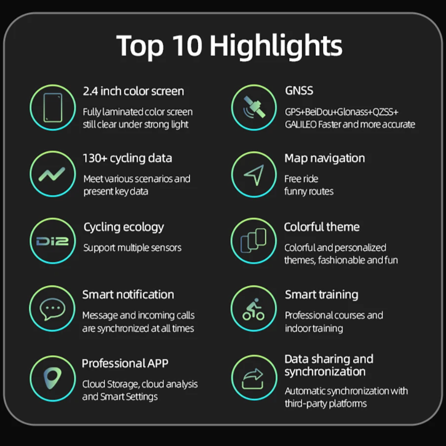 Wireless Cycling Computer with Heart Rate and Sensors