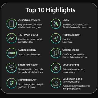Wireless Cycling Computer with Heart Rate and Sensors