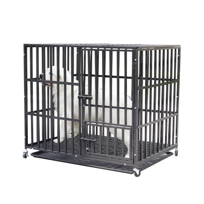 XL Heavy Duty Dog Cage with 3 Doors & Wheels