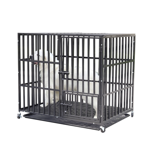 XL Heavy Duty Dog Cage with 3 Doors & Wheels