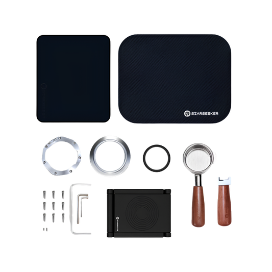 58mm Bottomless Portafilter Kit with Stand and Coffee Accessories