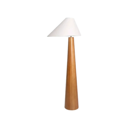 150cm Conical Oak Floor Lamp with Bright White Light