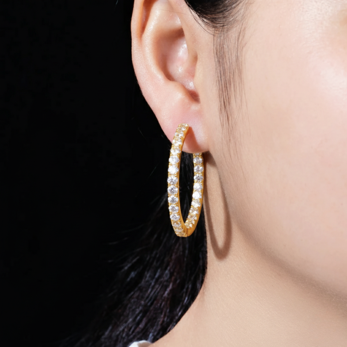 Luxury 925 Silver Yellow Moissanite Huggie Earrings
