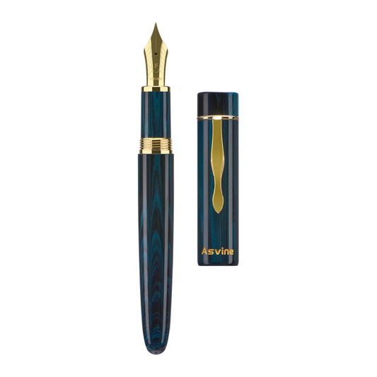 Blue Ebonite Fountain Pen Stub 1.1 Nib