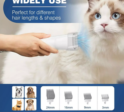 Cordless Pet Grooming Vacuum Kit with Large Hair Collector