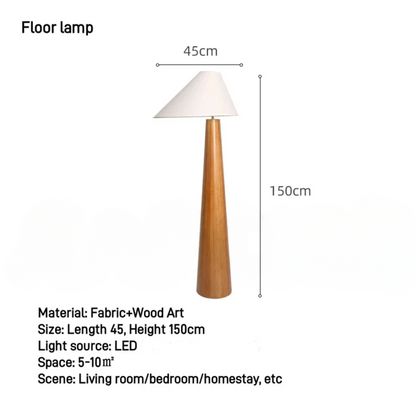 150cm Conical Oak Floor Lamp with Bright White Light
