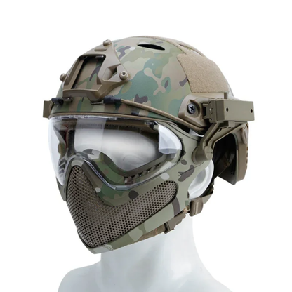Adult Protective Helmet Mask Goggles Set Large Camo