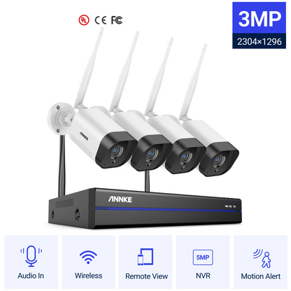 4-Camera Wireless CCTV System with Audio Recording