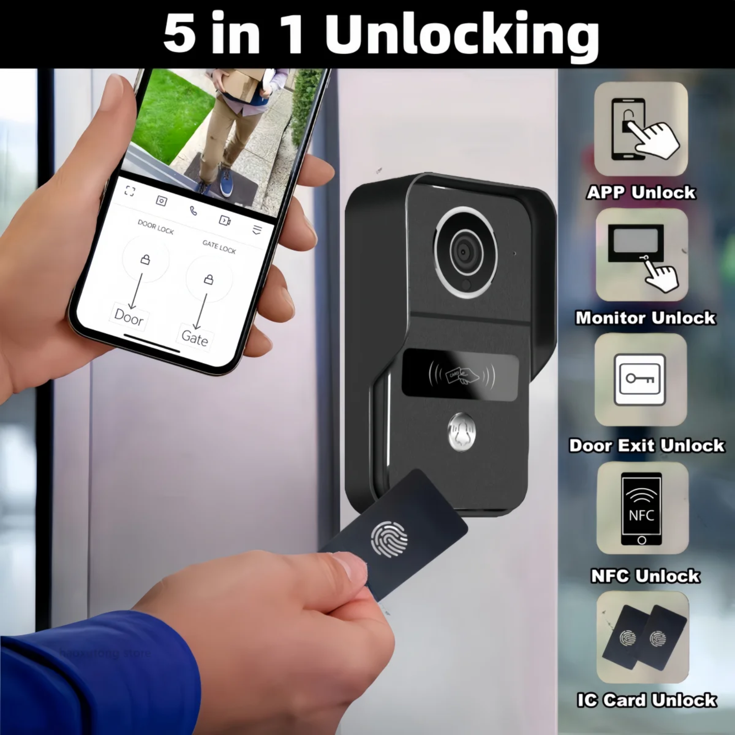7-Inch Video Doorbell with 1080P Camera & Lock