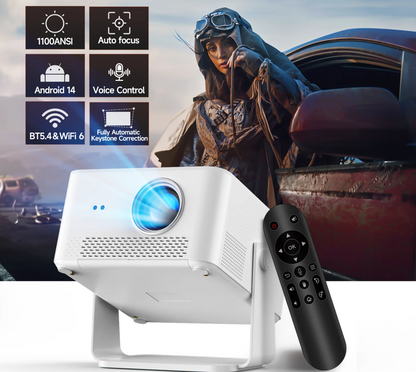 Portable 1080P Smart Projector WiFi 6 Auto Focus