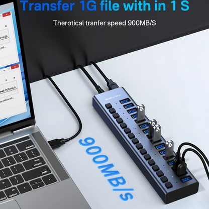 Aluminium 16 Port USB Hub High Speed Data Charging