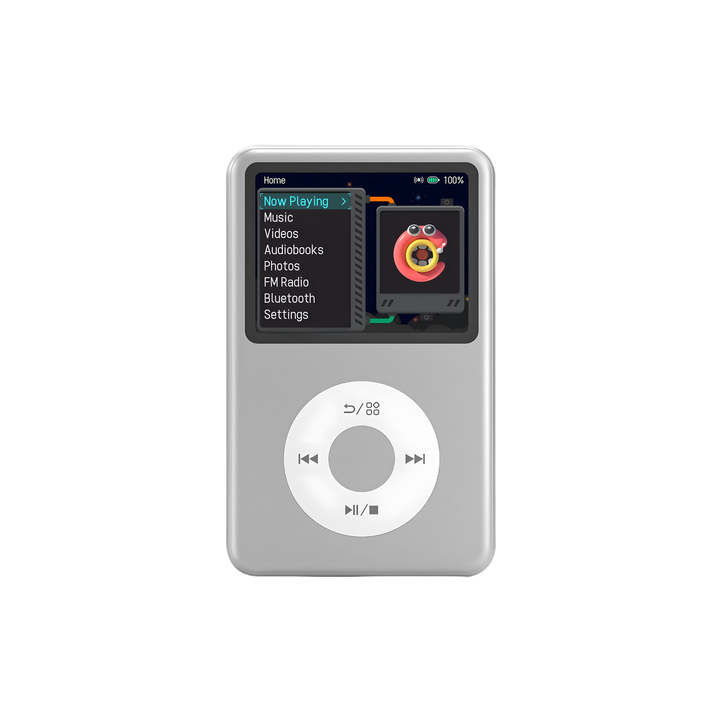Silver 128GB Portable Music Player with Bluetooth Speaker