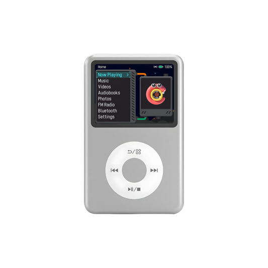 Silver 128GB Portable Music Player with Bluetooth Speaker