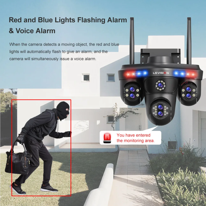 4 Screen WiFi Security Camera 10X Zoom 64G Storage