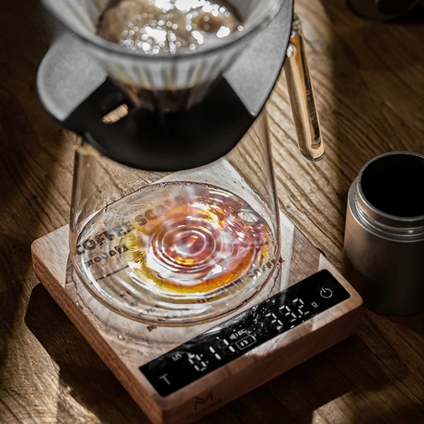 Compact Wood Cherry Espresso Scale Rechargeable 2kg