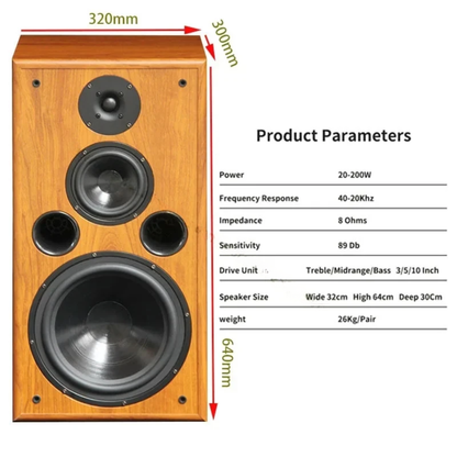 200W 10 Inch Bookshelf Speaker High Bass Silk Tweeter
