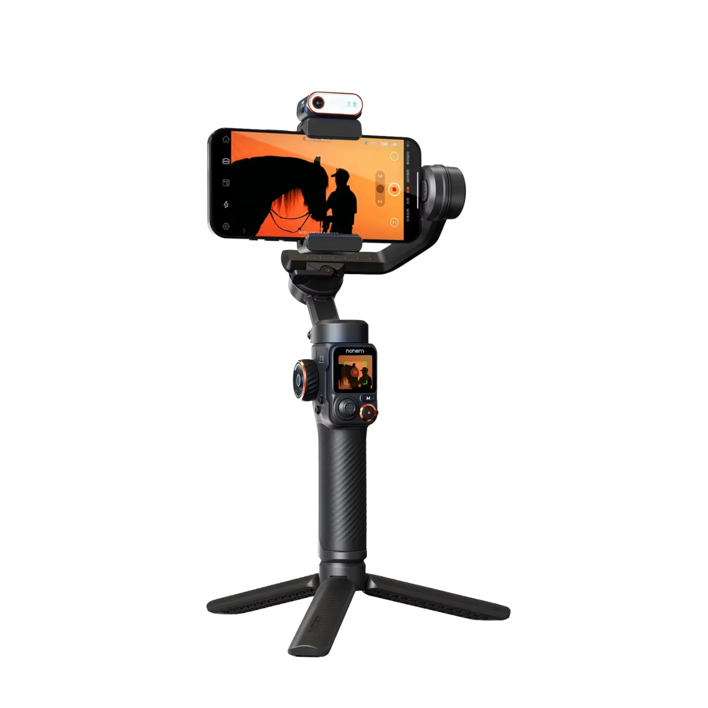 3-Axis Smartphone Gimbal with AI Tracking & RGB Fill Light