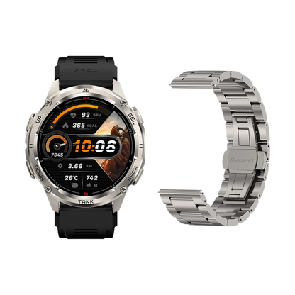 Rugged GPS Smartwatch with Stainless Silver Strap