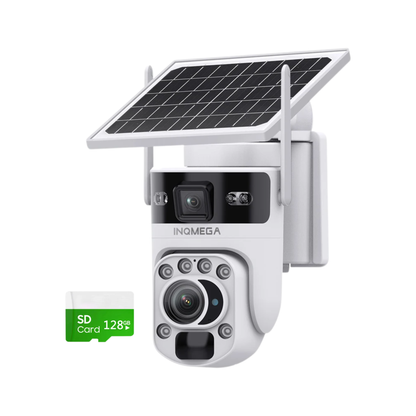 White 60X Zoom Dual-Lens WiFi Solar Security Camera 128GB