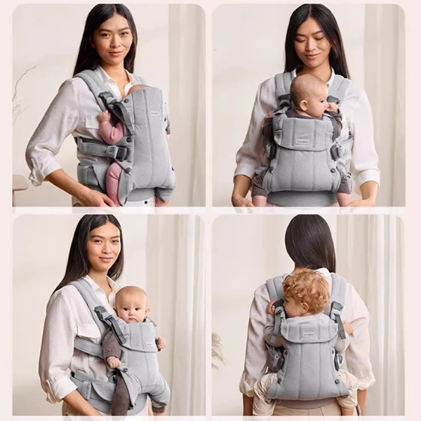 Breathable Mesh Baby Carrier Grey 360 Ergonomic Design