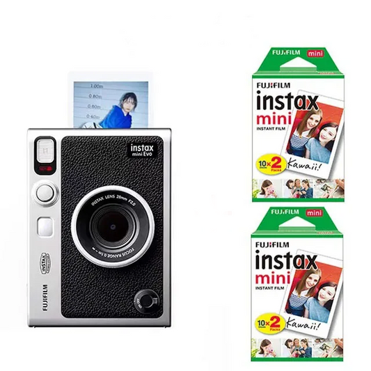 Black Retro Instant Film Camera with 40 Prints