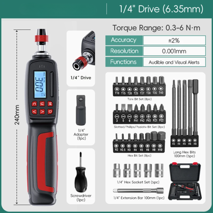 Precision Digital Torque Screwdriver 0.3–6Nm for Mechanics