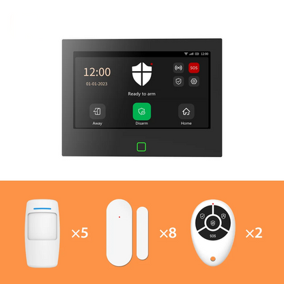Home Security Alarm Kit 7 Inch Touchscreen with 16 Sensors