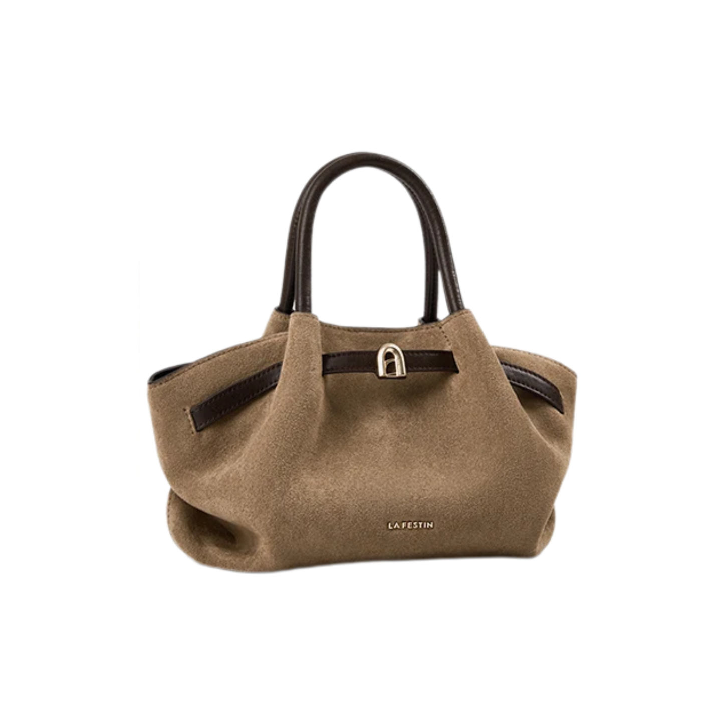 Light Brown Suede Handbag Small Crossbody Shoulder Bucket Bag