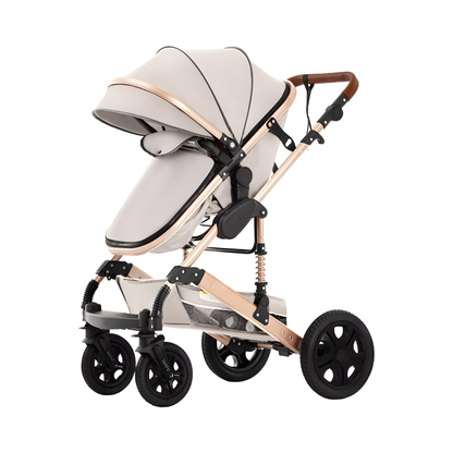 2in1 Beige Baby Stroller with Reversible Seat