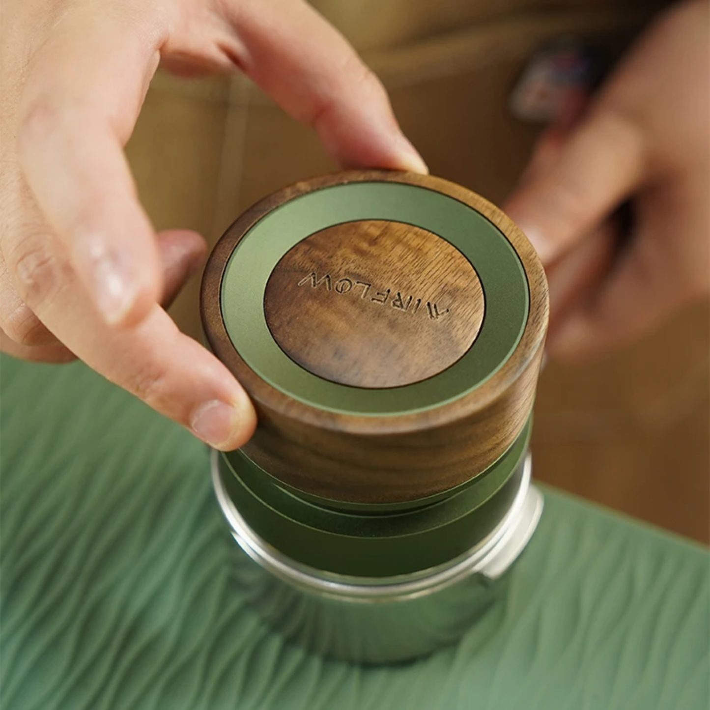 58.5mm Magnetic Coffee Distributor Leveler Dark Green