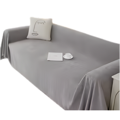 Medium Grey Linen Sofa Slipcover Soft Couch Cover