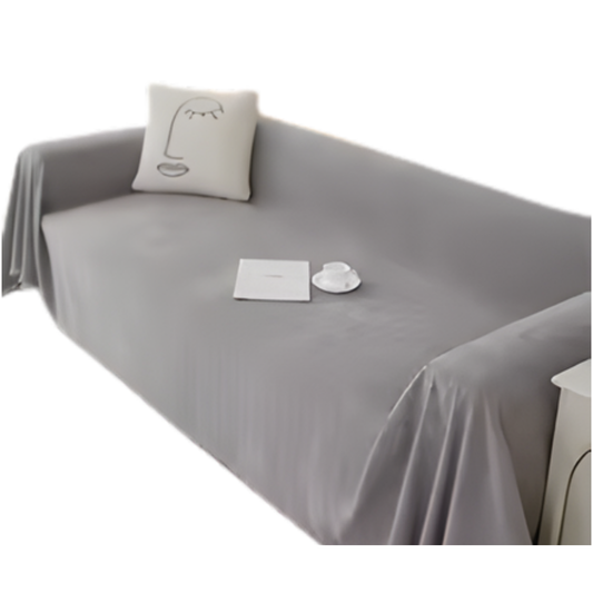Medium Grey Linen Sofa Slipcover Soft Couch Cover