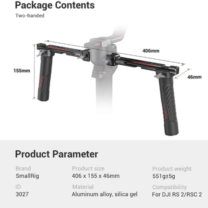 Dual Handle Grip Monitor Mount for Gimbal Stabilizers